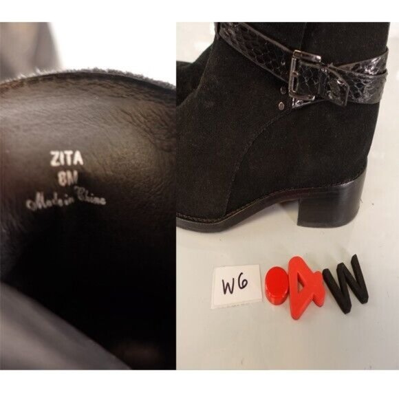 Donald J Pliner Boots‎ Womens 8 M Black Ankle Booties Buckle Strap Side Zip Soft - Picture 11 of 12